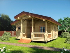 Баня из оцилиндрованного бревна 6×7 (ББ-42), 42 м²