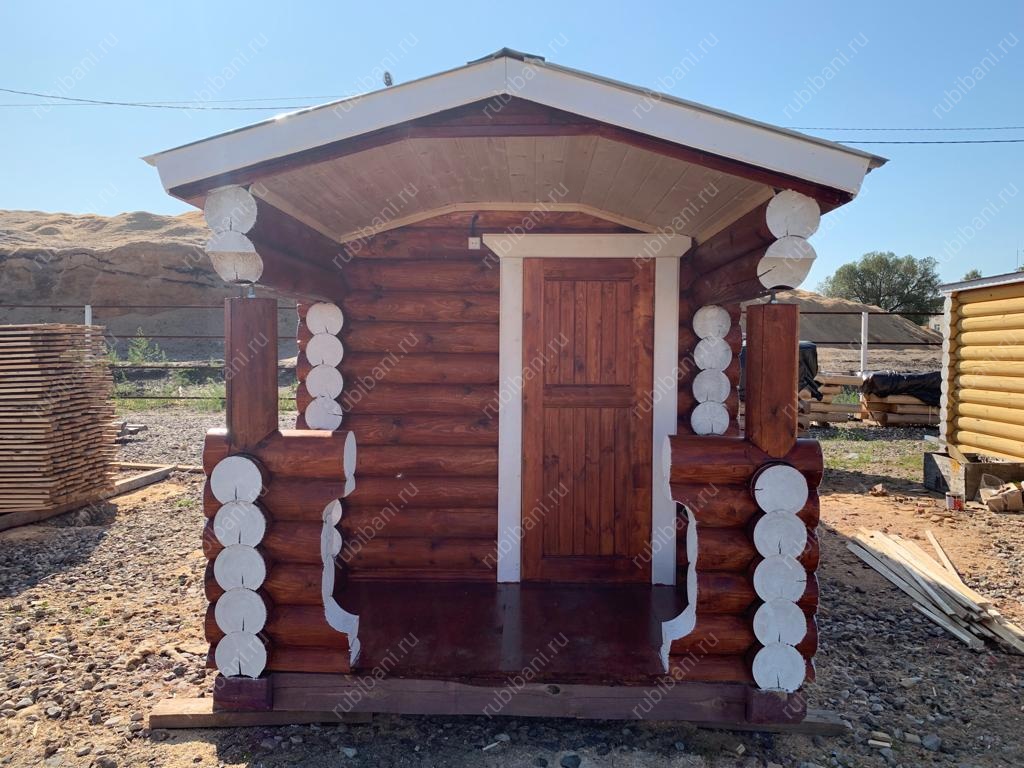Баня из бревна 2 на 7 с крыльцом — фото 3 Баня из бревна 2 на 7 с крыльцом — фото 3