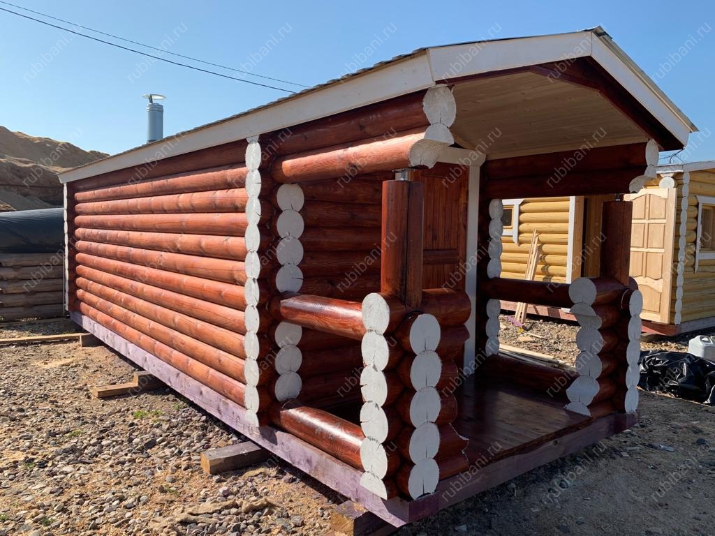 Баня из бревна 2 на 7 с крыльцом — фото 4 Баня из бревна 2 на 7 с крыльцом — фото 4