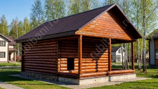 Баня 6×6 м с открытой террасой, 48 м²