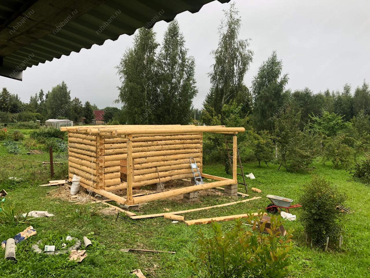 Баня из бревна 3 на 5 с террасой — фото 5 Баня из бревна 3 на 5 с террасой — фото 5