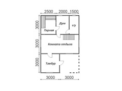 Баня 6 на 9 с террасой и мансардой 54 м²