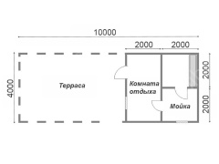 Одноэтажная баня с беседкой 40 м²