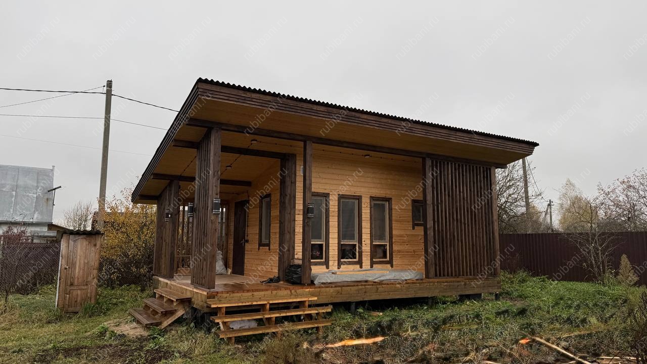 Баня из бруса 5 на 8 с террасой по проекту Б - 144 — фото 8 Баня из бруса 5 на 8 с террасой по проекту Б - 144 — фото 8