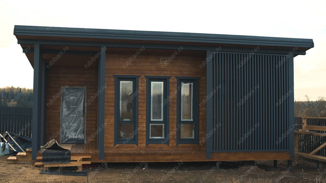 Баня из бруса 5 на 8 с террасой по проекту Б - 144 — фото 2 Баня из бруса 5 на 8 с террасой по проекту Б - 144 — фото 2