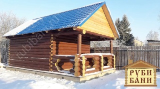 Баня с верандой под одной крышей 30 м²