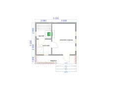 Баня из бруса 5×5 (Б-143), 25 м²