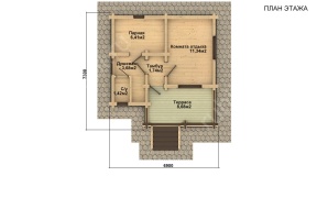 Баня из оцилиндрованного бревна 6×7 (ББ-42), 42 м²