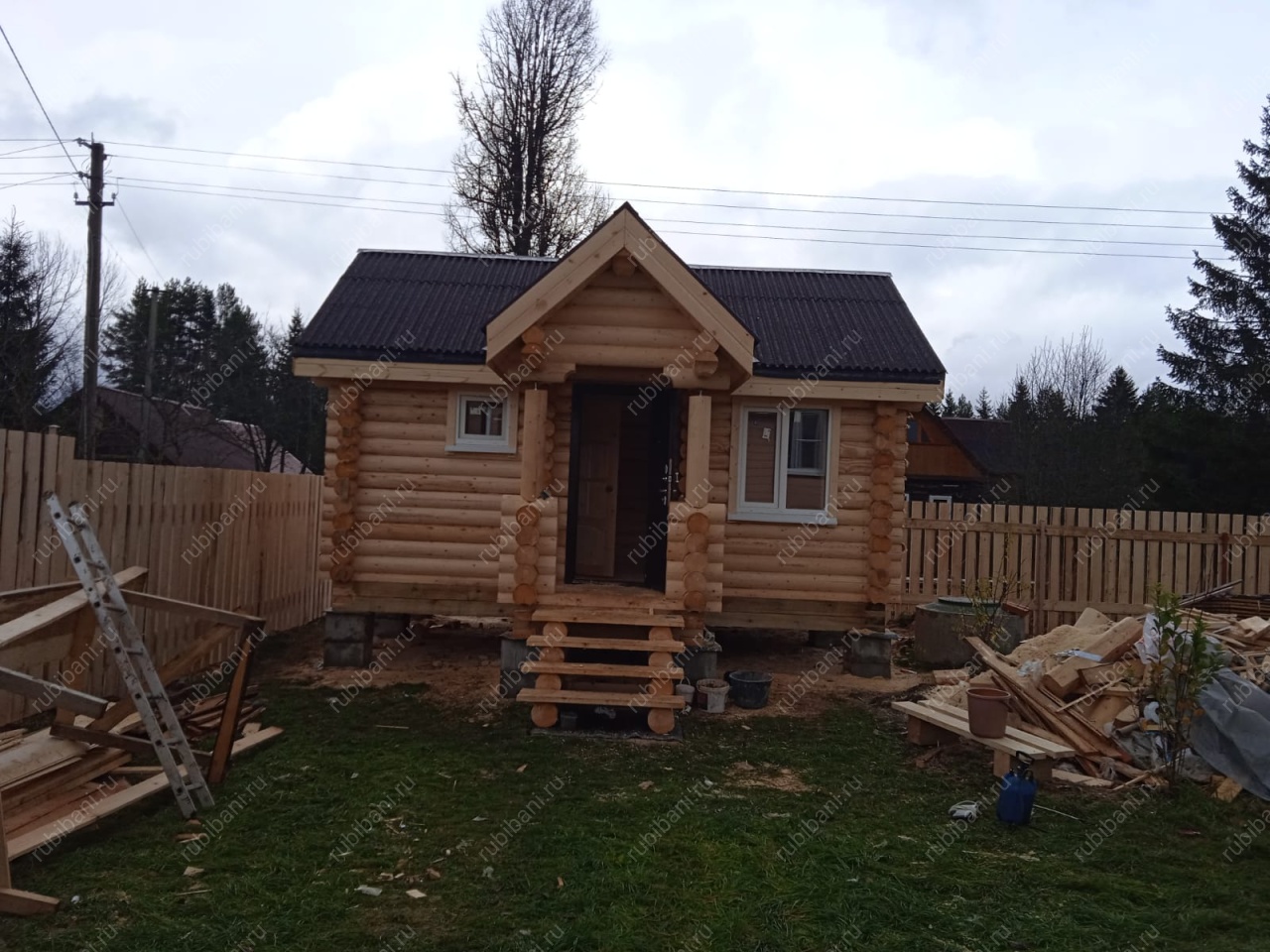 Баня из бревна под ключ 4,5х5,6 — фото 1 Баня из бревна под ключ 4,5х5,6 — фото 1