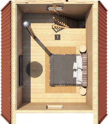 Дом-баня 6×8 с террасой