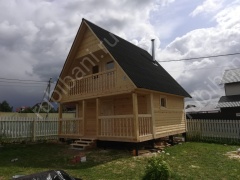Баня из бруса 6×4 с террасой и балконом (Б-3), 24 м²