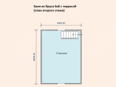 Баня из бруса 6×8 с террасой (Б-67), 68 м²