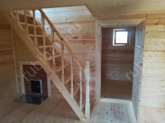 Баня из бруса 6×4 с террасой и балконом (Б-3), 24 м²
