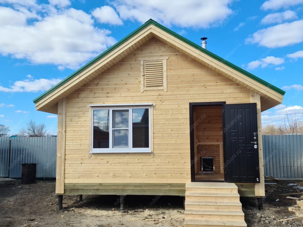 Дом-баня из бруса 6 на 6 с печью — фото 1 Дом-баня из бруса 6 на 6 с печью — фото 1